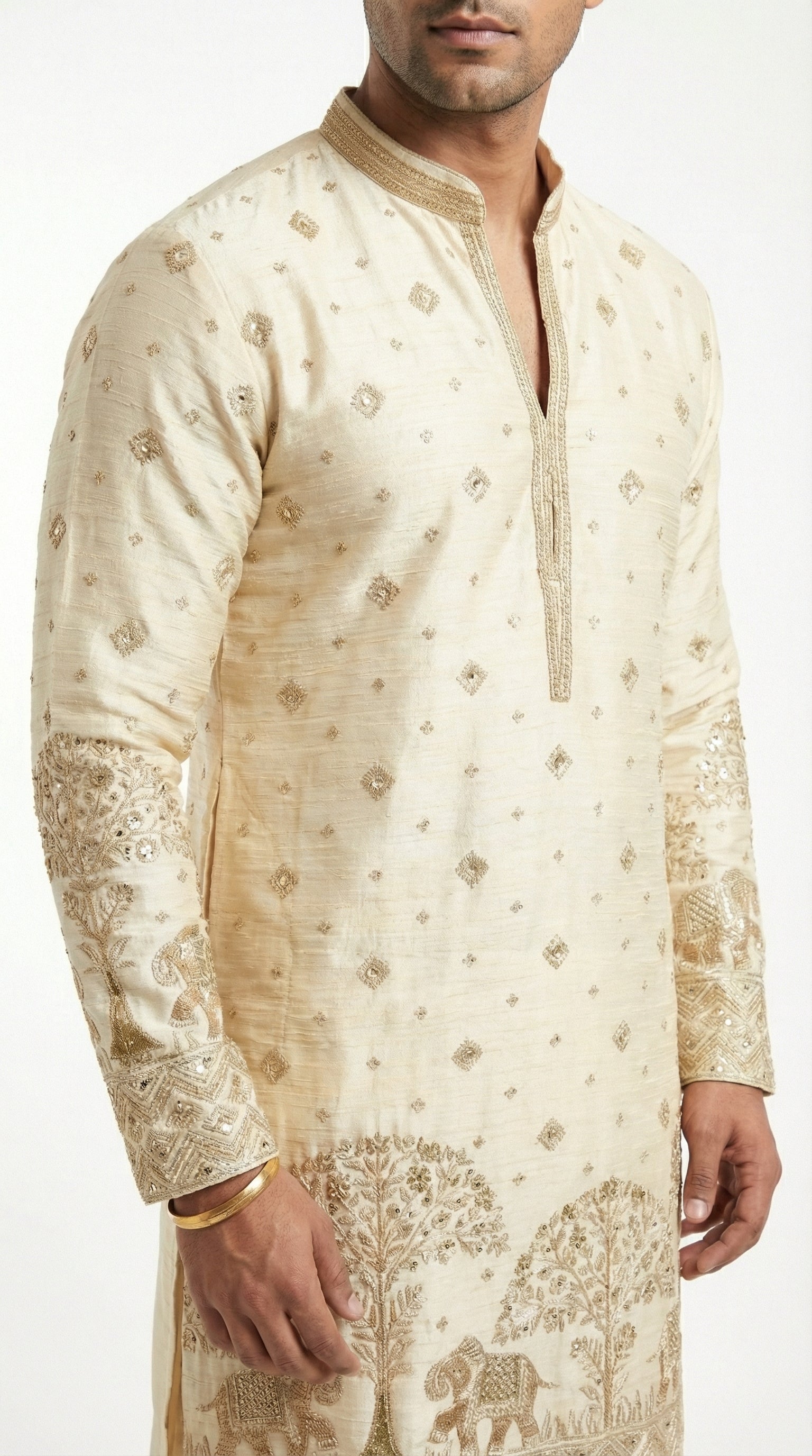 BEIGE EMBROIDERED KURTA
