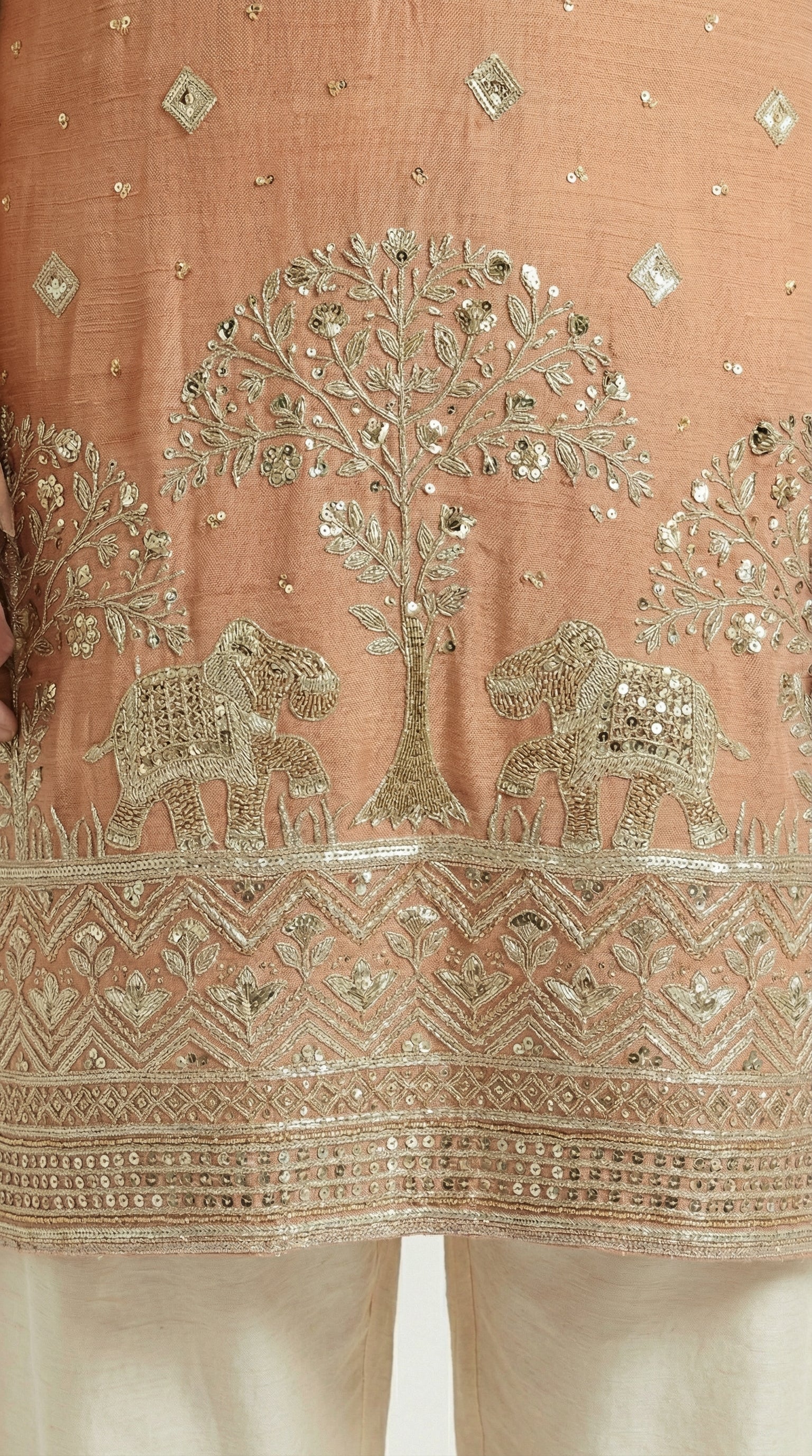 PEACH EMBROIDERED KURTA