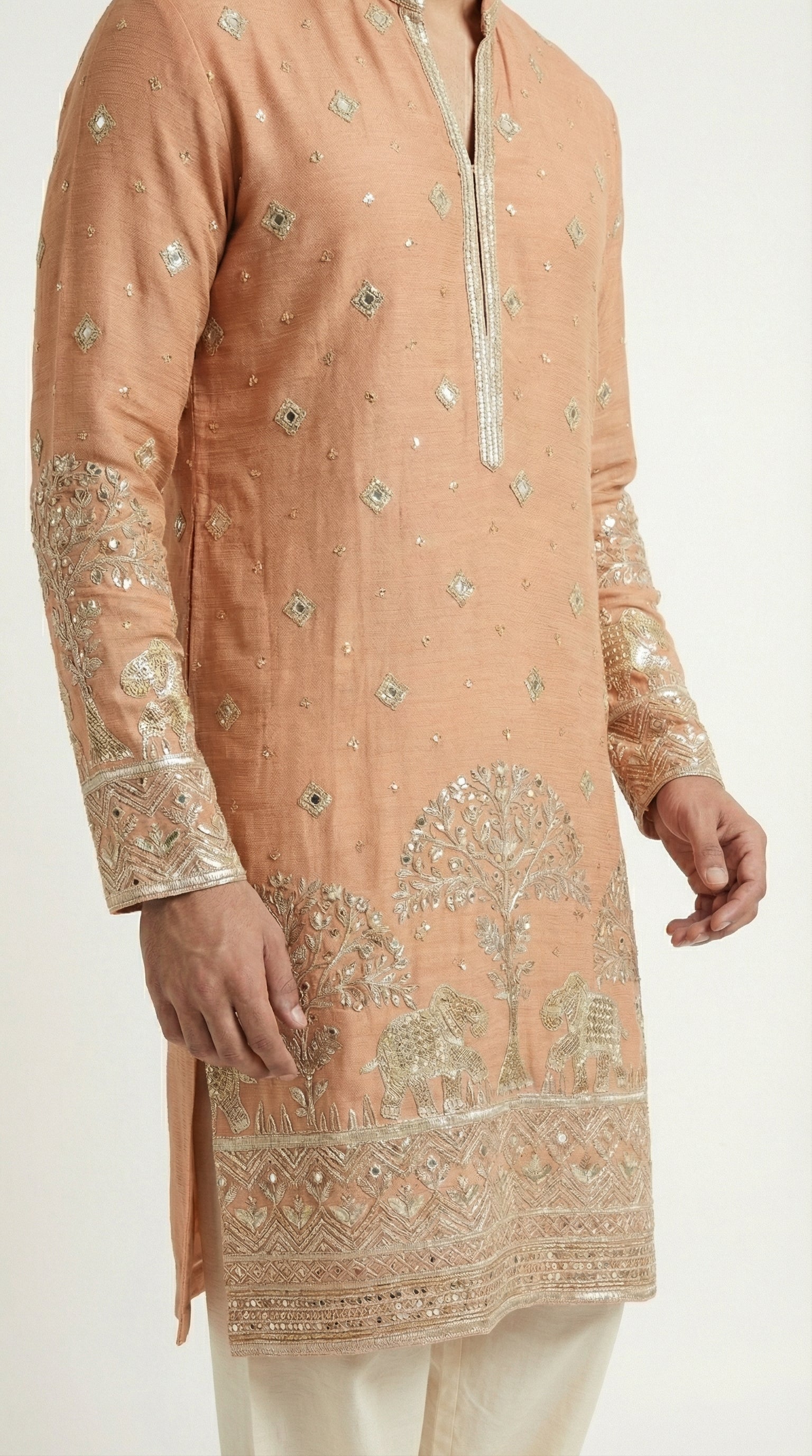 PEACH EMBROIDERED KURTA