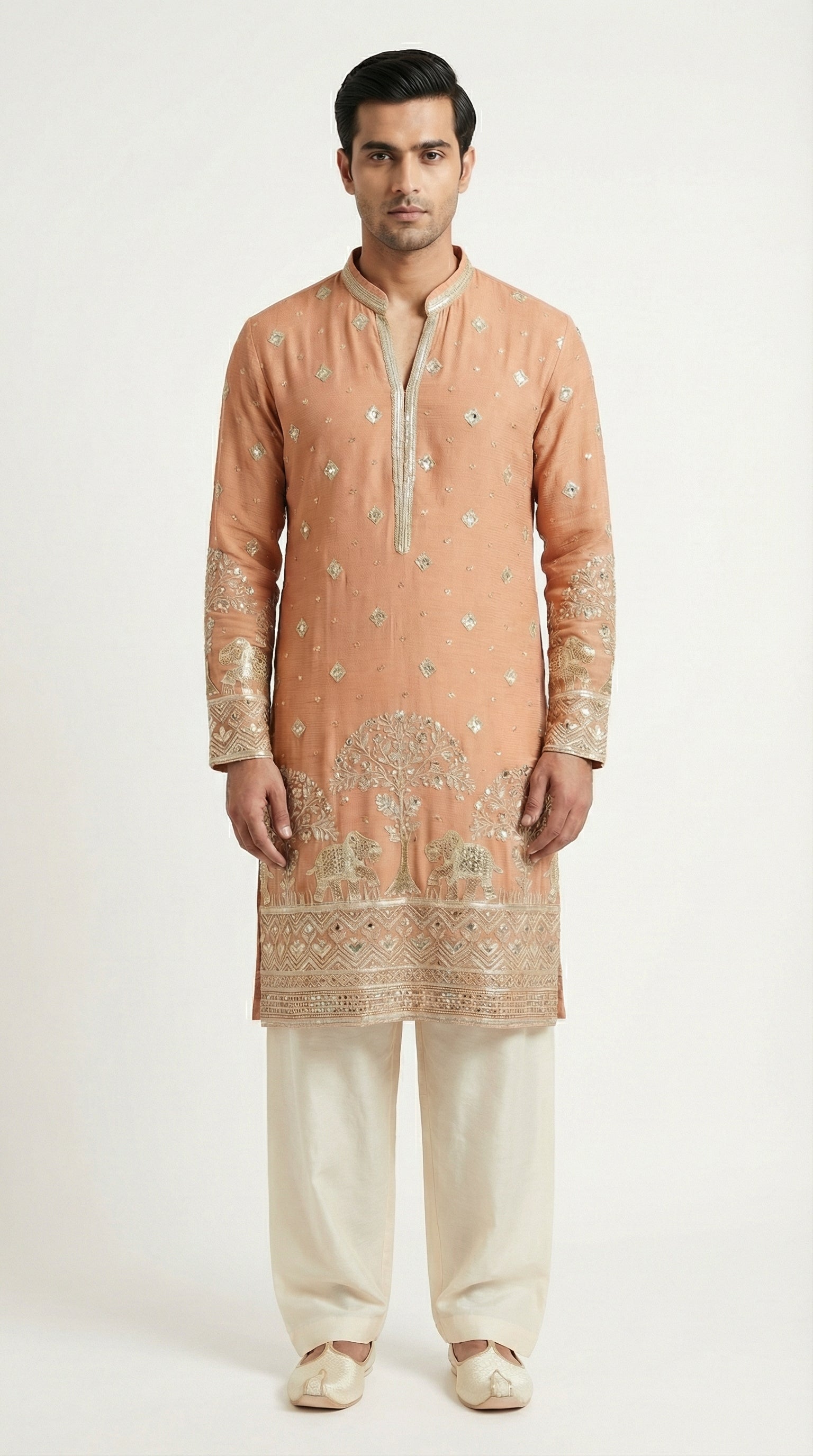 PEACH EMBROIDERED KURTA