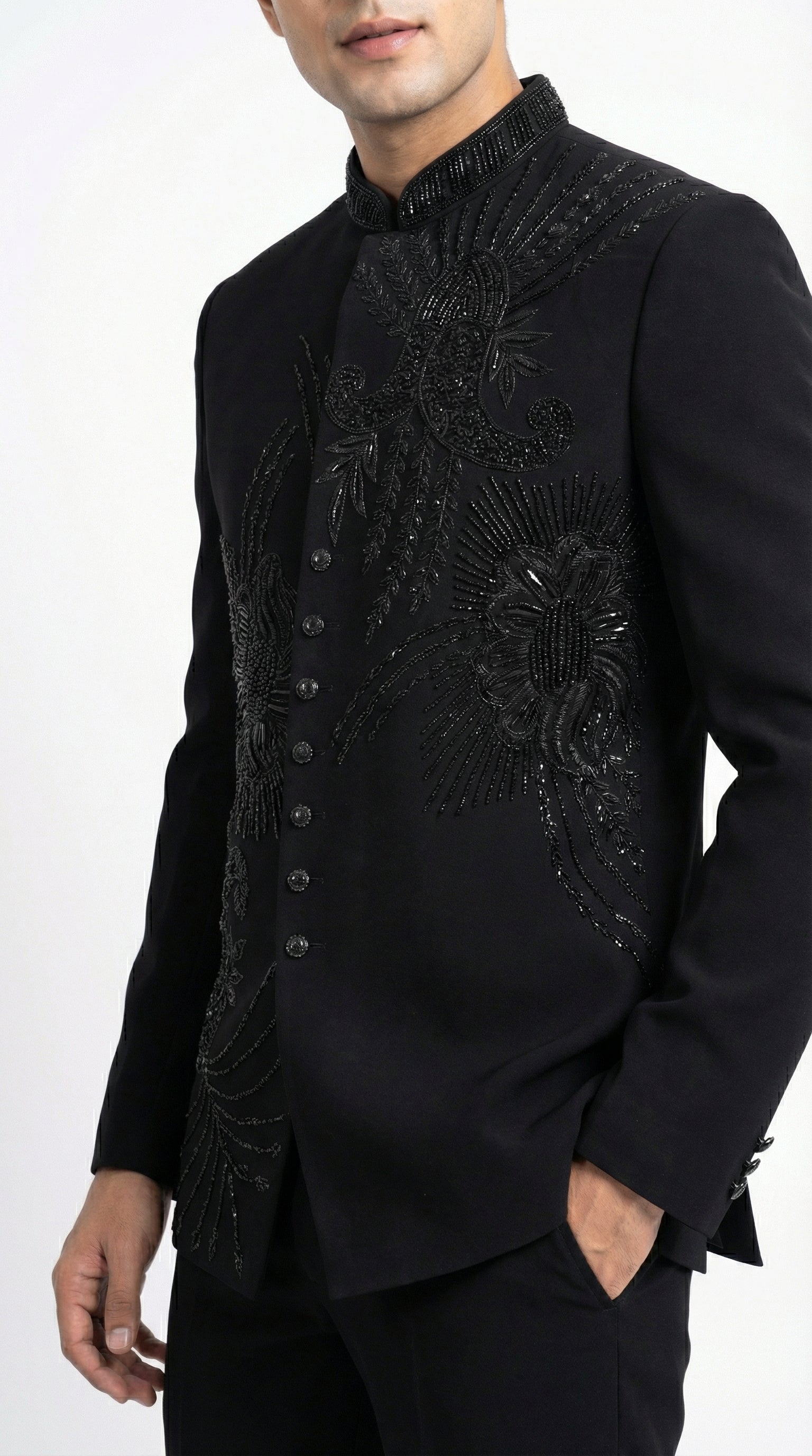 EMBROIDERED BLACK JODHPURI SET