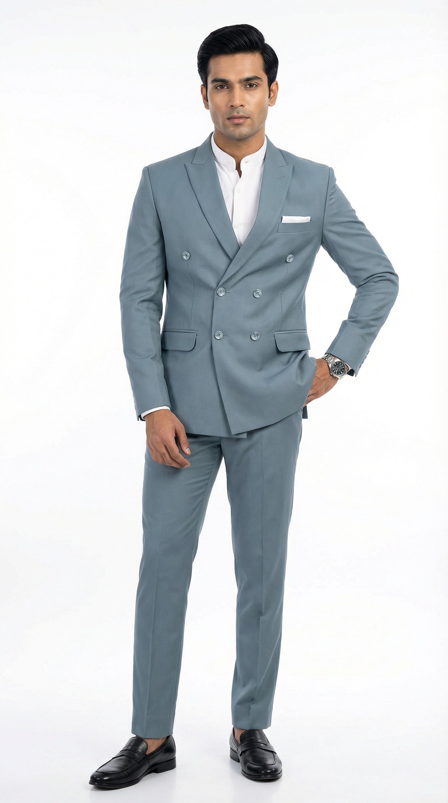 DOUBLE BREASTED BLAZER FOG GREEN