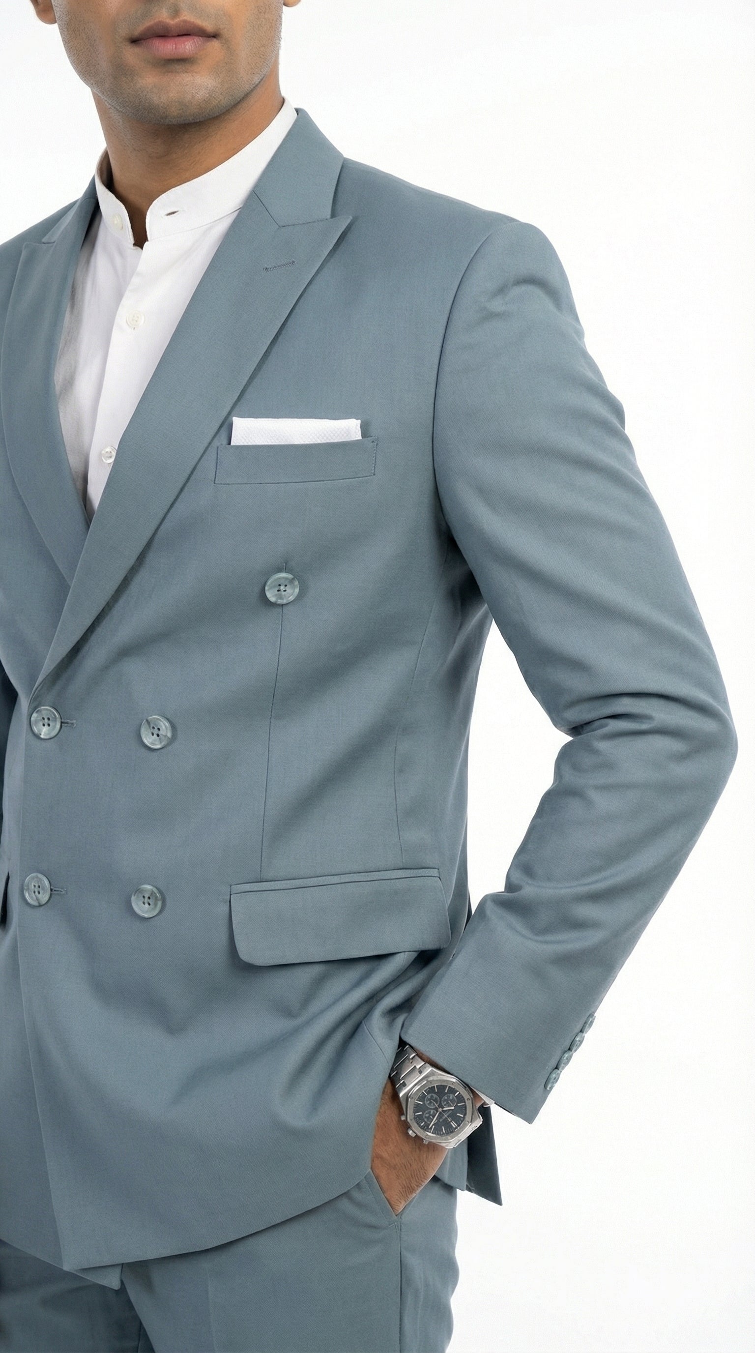 DOUBLE BREASTED BLAZER FOG GREEN