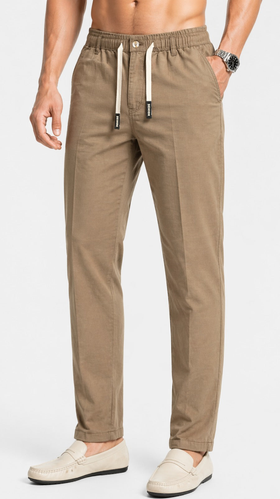 KHAKI BROWN LINEN PANTS
