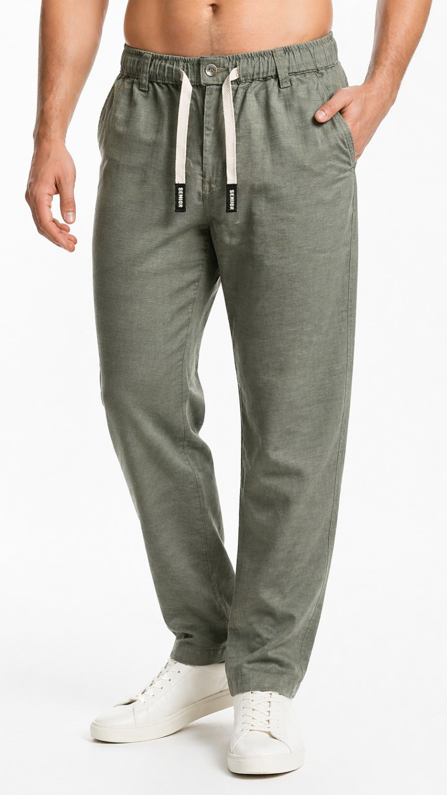 OLIVE GREEN LINEN PANTS