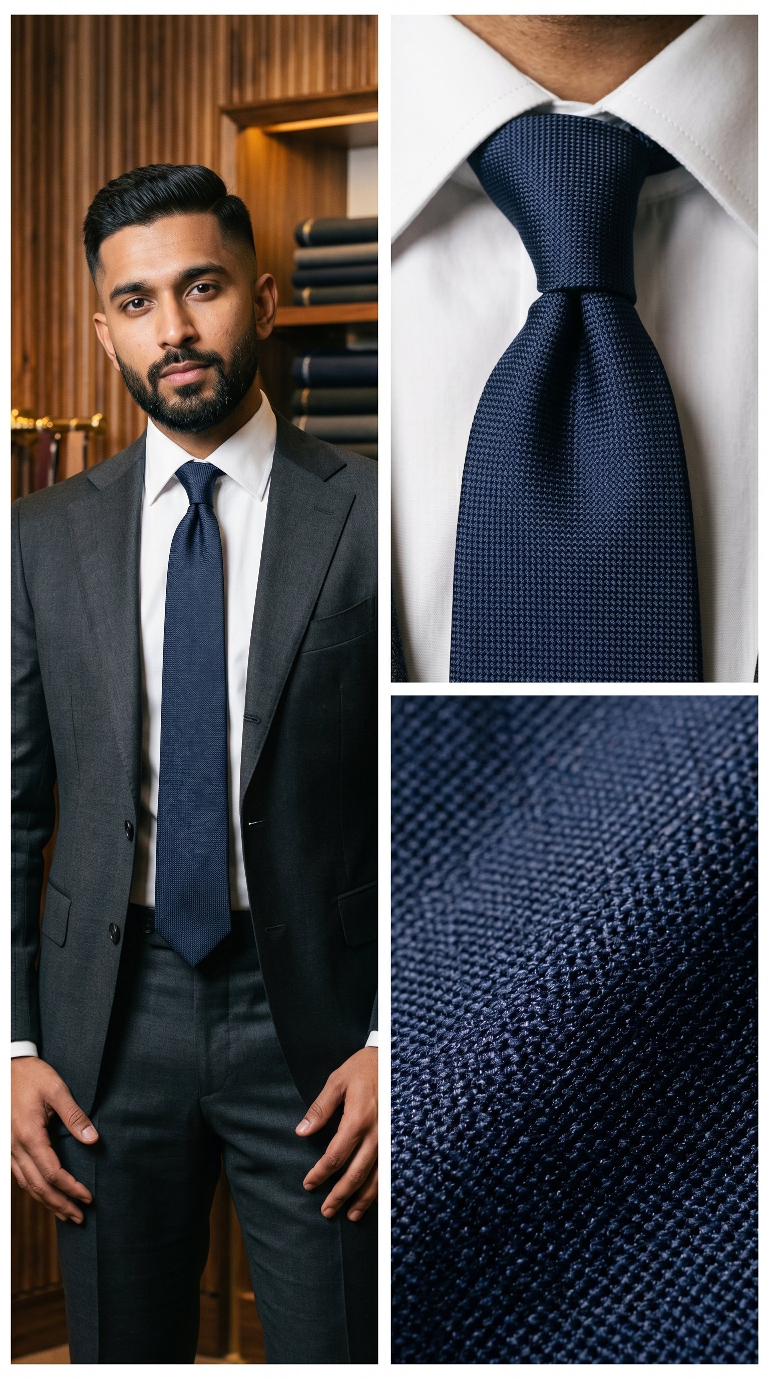 NAVY BLUE TEXTURED TIE